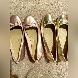 Elegant Women's Ballet Flats in Pink and Gold